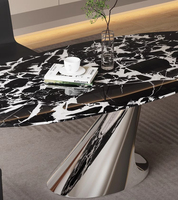 Table à manger ovale en marbre noir de style moderne, en pierre naturelle, grand marbre antique, pour restaurant, mobilier de salle à manger, usage domestique