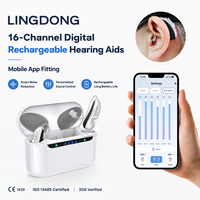 Aides auditives numériques rechargeables LingDong 16 canaux DSP BTE avec réglage via application, réduction du bruit, taille mini, légères, charge rapide pour