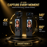 Kamera Saku Sensor CMOS HD 4k dengan Sudut Lebar 140 dan Baterai 2000mAh