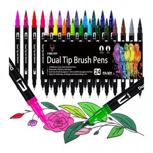 Juego de Rotuladores de Doble Punta para Acuarela, Material Plástico, Múltiples Colores, para Libros de Colorear para Estudiantes, Venta Caliente - Product Image 1