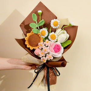 Ramo de Flores Tejidas a Mano con Degradado de Color Rosa, Simulación de Girasol, Ramo para el Día de San Valentín - Product Image 6