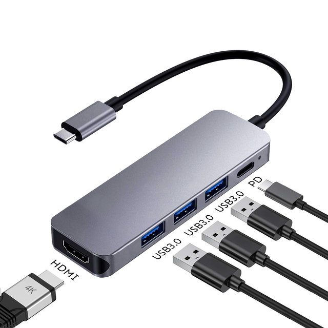 SYONG 5-in-1 Docking Station for Steam Deck With HDMI 2.0 4K30HZfor Laptop Flash Drive HDD Console Keyboard Mouse Plug Play