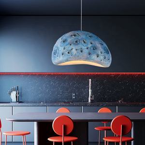 Estaurant-lámpara colgante nórdica para comedor, luz de poliestireno con superficie lunar azul y blanca, Wabi SABI - Product Image 2