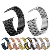 Bracelet de montre de luxe en acier inoxydable pour Apple Watch Series 7 et pour Apple Watch 5/4/3/2, bracelet 22 mm/20 mm avec fermoir papillon