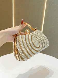 Sacs de soirée de luxe pour femmes, portefeuille à chaîne unique, design coquille, perles et diamants, sac à bandoulière, sacs de soirée, sacs à main de mariage - Product Image 3
