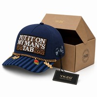 Gorra de Béisbol Personalizada de Lujo con Dijes de Cadena Dorada, Bordado 3D, Parche de Leopardo, Gorra Snapback con Rayas Rosas, Gorra de Moda Urbana
