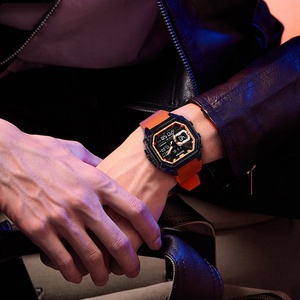 Montre électronique carrée BUJIADA pour homme, montre à quartz numérique, affichage LED double heure, montre électronique pour homme, étanche - Product Image 4