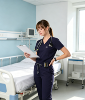 Blouse médicale pour femme, col en V, manches courtes, polyester, avec poche poitrine unique et fente latérale, pour hôpital, OEM