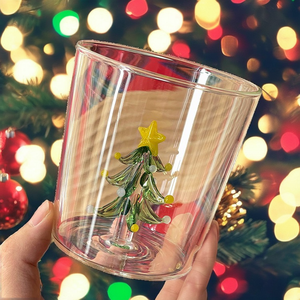 <span class=keywords><strong>Tasse</strong></span> en <span class=keywords><strong>verre</strong></span> borosilicate monocouche en forme d'arbre de Noël 3D créative, 301-400 ml, écologique, transparente, pour jus/thé au lait - Product Image 3