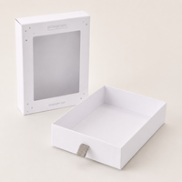 Boîte à tiroir personnalisée avec fenêtre transparente, boîte rigide en carton blanc, boîte à souvenirs, emballage cadeau pour vêtements de bébé nouveau-né
