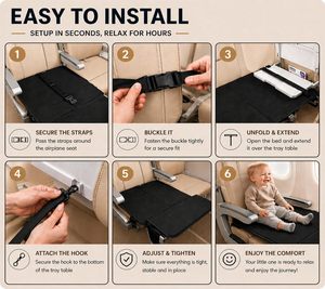 Cama de Viaje Portátil para Niños Pequeños, Asiento de Avión para Bebés, Extensor de Asiento de Avión para Niños, Borde Flexible y Suave - Product Image 5