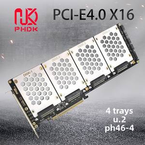 4 SFF8639 U.2 NVME和SATA 2.5英寸硬盘至PCIE4.0拆分卡，PCI-EX16拆分4磁盘U.2 - Product Image 2