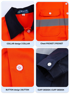 Camicia da Lavoro ad Alta Visibilità Traspirante ad Asciugatura Rapida con Logo, Manica Lunga in Cotone, Uniforme di Sicurezza per <span class=keywords><strong>Edilizia</strong></span>, Fabbrica, Magazzino, Uomo - Product Image 2