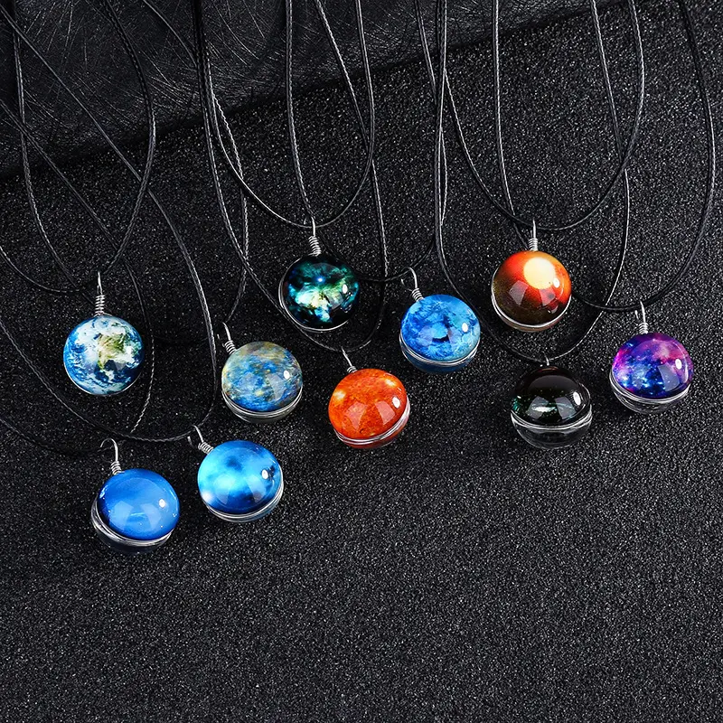 2023 Lichtgevende Manga Nevel Ruimte Universum Sterrenhemel Melkweg Touw Ketting Gloeiende Glazen Bal Ketting