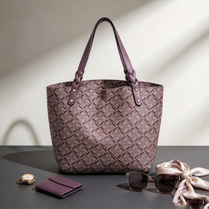 Retro Diamond Pattern Women <b>Tote</b> <b>Bag</b> Braided PU Handle <b>Large</b> Capacity Shoulder Handbag For Office <b>Work</b> - Product Image 3
