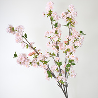 Ranting Bunga Sakura Palsu Sutra Warna Pink Muda, Multi Ranting, Dekorasi Pernikahan, Pengisi Vas Rumah, Dekorasi Musim Semi, Grosir