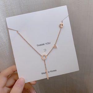 Collier pendentif chaîne claviculaire exquis G405 en acier titane, bijoux <span class=keywords><strong>de</strong></span> personnalité, collier pour femme - Product Image 6