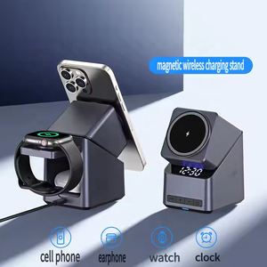 Mới Đến 15W Nhanh Chóng Từ Sạc Không Dây Đứng Cảm Ứng Tự Động Xoay 3 Trong 1 Sạc Không Dây Kỹ Thuật Số Đồng Hồ Báo Thức - Product Image 2