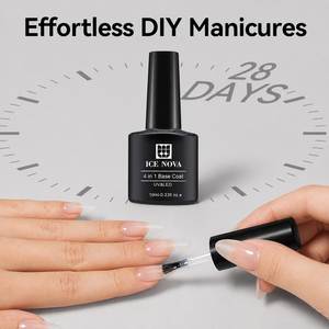 ICE <span class=keywords><strong>NOVA</strong></span> 4 en 1 Capa Base, Adhesivo para Diamantes de Uñas, Refuerzo y Adhesivo para Puntas de Uñas, Esmalte en Gel Removible de 10ml Sin HEMA - Product Image 1