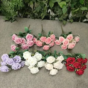IFG गर्म बेच सुरुचिपूर्ण सफेद शादी के फूल पार्टी सजावट थोक फूल गुलदस्ता गुलाब कृत्रिम फूल भराव
