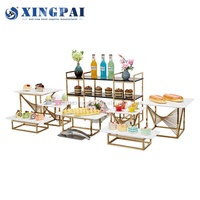 XINGPAI Offre Spéciale hôtel de mariage de haute qualité inoxydable banquet buffet gâteau stand de luxe personnalisé dessert buffet présentoir