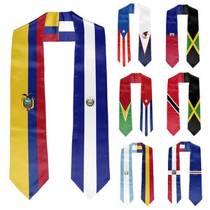 Estola <span class=keywords><strong>de</strong></span> Satén Barata para Graduación 2026, Lisa <span class=keywords><strong>de</strong></span> Doble Cara, Personalizable con Logotipo, con Diferentes Banderas <span class=keywords><strong>de</strong></span> Países - Product Image 4