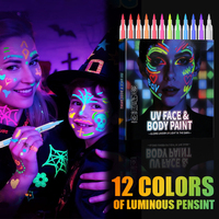 Marqueurs de peinture acrylique fluorescente UV, stylos de dessin pour le corps et le visage, fournitures de graffiti pour fêtes