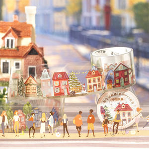 1 rouleau <span class=keywords><strong>de</strong></span> ruban adhésif en matériau PET activé par <span class=keywords><strong>l</strong></span>'eau, série Life Encounter, autocollants décoratifs pour collage, fond <span class=keywords><strong>de</strong></span> page, pour masquage - Product Image 3