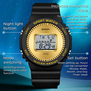 Montre numérique sportive multifonctionnelle unisexe SANDA 2204, étanche avec compte à rebours, mode veille et affichage lumineux - Product Image 6
