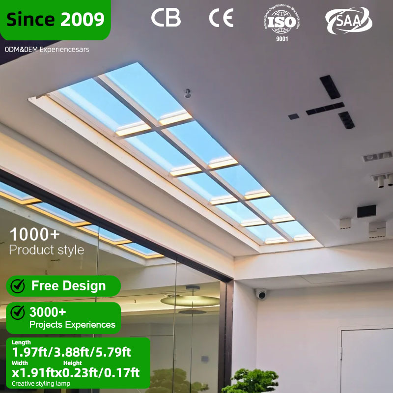Indoor Artificial Sunlight Hight CRI Lamp Recessed Window Blue Sky Rooflight Faux LED Ceiling Virtual Skylight Panel Light