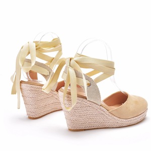 Sandales <span class=keywords><strong>compensées</strong></span> à plateforme pour femme avec bride de cheville en paille pour l'été - Product Image 3