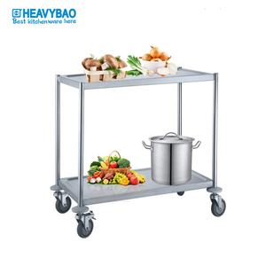 Heavybao पेशेवर उत्पाद 2-स्तरों स्टेनलेस स्टील भोजन कक्ष रसोई सेवारत ले जाने के लिए ट्राली ट्राली गाड़ियां - Product Image 2