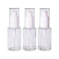 Flacon cosmétique en verre transparent de 30 ml avec pompe à pression blanche, distributeur de fond de teint liquide, emballage vide pour sérum et lotion, rechargeable