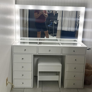 12 Đèn Led trang điểm bảng với 11 ngăn kéo Vanity bảng với ghế Vanity Set 3 ánh sáng bàn trang điểm - Product Image 2