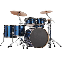 Batterie de jazz Huasheng cinq pièces en métal et bois de bouleau, professionnelle, taille standard, équipée de trois cymbales, kit noir, vente en gros