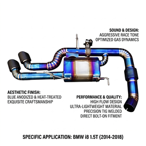 Vortex Blue Burnt Titanium Valved Catback <b>Exhaust</b> for BMW i8 1.5T B38 Engine 2014-2018 Quad Carbon Tips Fit - Product Image 1