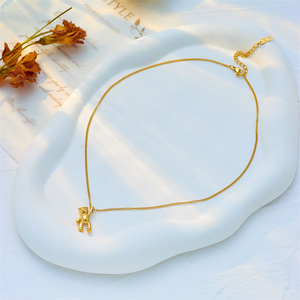 Cute Cartoon Bear Pendant Necklace Gold Stainless Steel Chain Minimalist Jewelry Gift For Women Fashion Accessory - Product Image 3