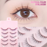 Kit de 5 paires de faux cils naturels faits à la main, style Manga, en faux vison, en bande, vente en gros