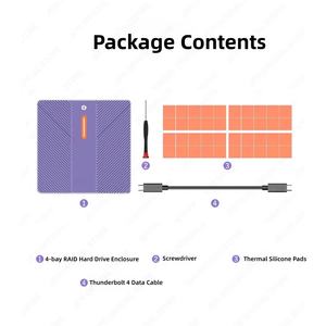 Boîtier <span class=keywords><strong>RAID</strong></span> NVMe 4 baies en aluminium OEM, Thunderbolt 4 40 Gbit/s, refroidissement par turbine, compatibilité Mac/Win, prise en charge individuelle du <span class=keywords><strong>RAID</strong></span> - Product Image 6