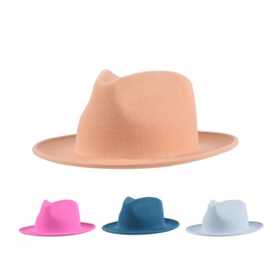 Huayihats ผู้ชายหมวกผ้าสักหลาดขนสัตว์ออสเตรเลียหมวกสีทึบสไตล์อินเดียโจนส์พร้อมปีกกว้างสำหรับสวมใส่ในงานปาร์ตี้ - Product Image 2