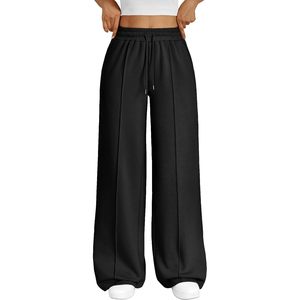 Pantalones Deportivos de Pierna Ancha para Mujer, Cintura Alta, 100% Algodón, Tela de Rizo, Transpirables, Casuales, para Descansar - Product Image 1