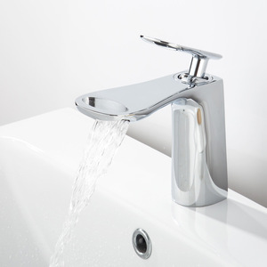 Grifo de cascada para lavabo de baño, un solo Mango, negro - Product Image 2