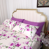 Ensemble de Literie 6 Pièces en Gros en Stock, Drap-Housse Imprimé Floral Toucher Coton Taille King avec Taies d'Oreiller à Bas Prix