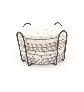 Wholesale 8-Piece Cotton Woven Absorbent Set <b>Drink</b> <b>Coasters</b> with Holder <b>for</b> Home Decor Tabletop - Product Image 3