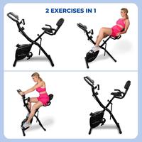 Vélo d'Exercice Statique Magnétique Pliant de Fitness en Intérieur, Vélo de Sport Mobiclinique avec Siège Réglable à 4 Positions