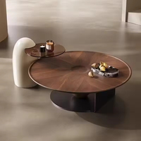Ensemble de tables basses en bois pour salon, style vintage de luxe, table basse ronde, style minimaliste moderne, table basse pour la maison