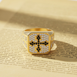 Vintage Square Cross <b>Ring</b> For <b>Men</b> S925 <b>Silver</b> With Mixed Color Moissanite Religious Daily Wear Birthday Holiday Gift Jewelry - Product Image 6