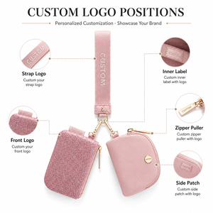 Custom Logo Nylon Mini Keychain <b>Bag</b> OEM ODM Women <b>Coin</b> Purse Wristlet Pouch with Zipper Strap Fast Sample Bulk Factory - Product Image 3