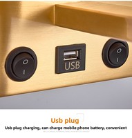 Lampe murale de chevet d'hôtel, style minimaliste américain, E27 LED, en fer, à intensité variable, avec télécommande, port de charge USB, lampe de lecture pour lit