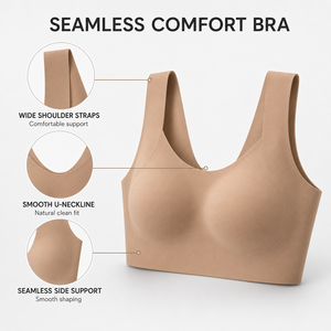 <span class=keywords><strong>Sujetador</strong></span> OEM/ODM de una pieza con tirantes anchos, almohadillas extraíbles, de seda helada, push-up, <span class=keywords><strong>sin</strong></span> costuras y <span class=keywords><strong>sin</strong></span> aros. - Product Image 1
